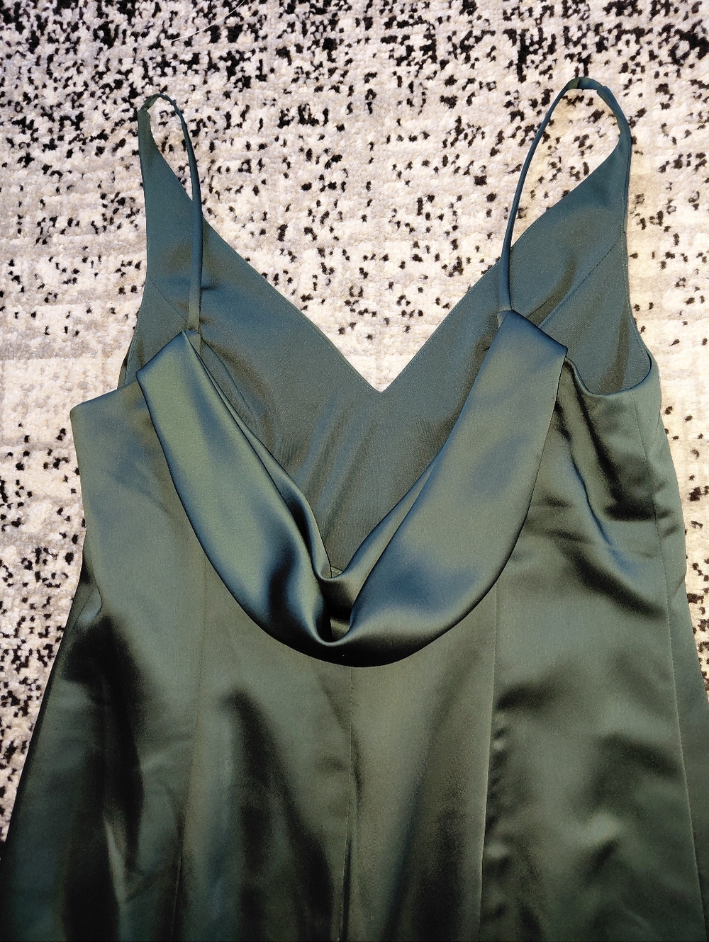 After Six Evergreen Satin Gown 14R Cowl Back Slit Maxi Dress Formal Bridesmaid - Picture 10 of 14